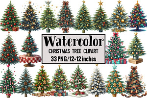 Christmas Tree Clipart, an Illustration by Design Market