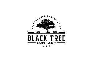 Old Oak Maple Tree Silhouette Logo