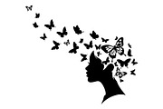 Woman Butterfly Hair Silhouette, an Object Illustration by yasushie (Thumbnail 10 of 31)