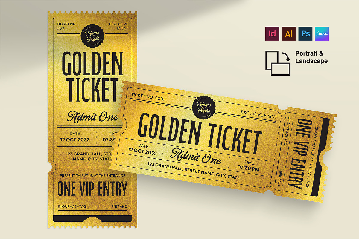 Golden Ticket Template, an Invitation Template by BrandPacks (Photo 1 of 4)