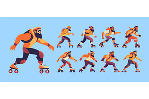 Cartoon roller man. Derby male, a Sport Illustration by Stock-Smart-Start