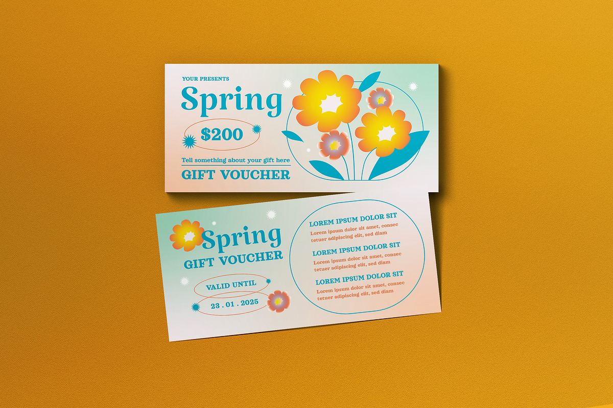Green Y2K Spring Voucher, a Card Template by graphicook