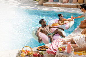 Summer pool party with young adults, a Photo by Dvoevnore photos