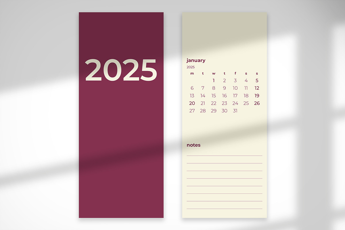 Red Plum 2025 Monthly Calendar, a Print Template by McLittle Stock (Photo 2 of 6)