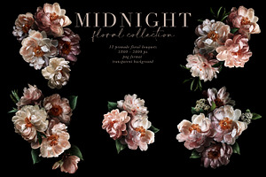 Midnight Floral Clip Art Collection