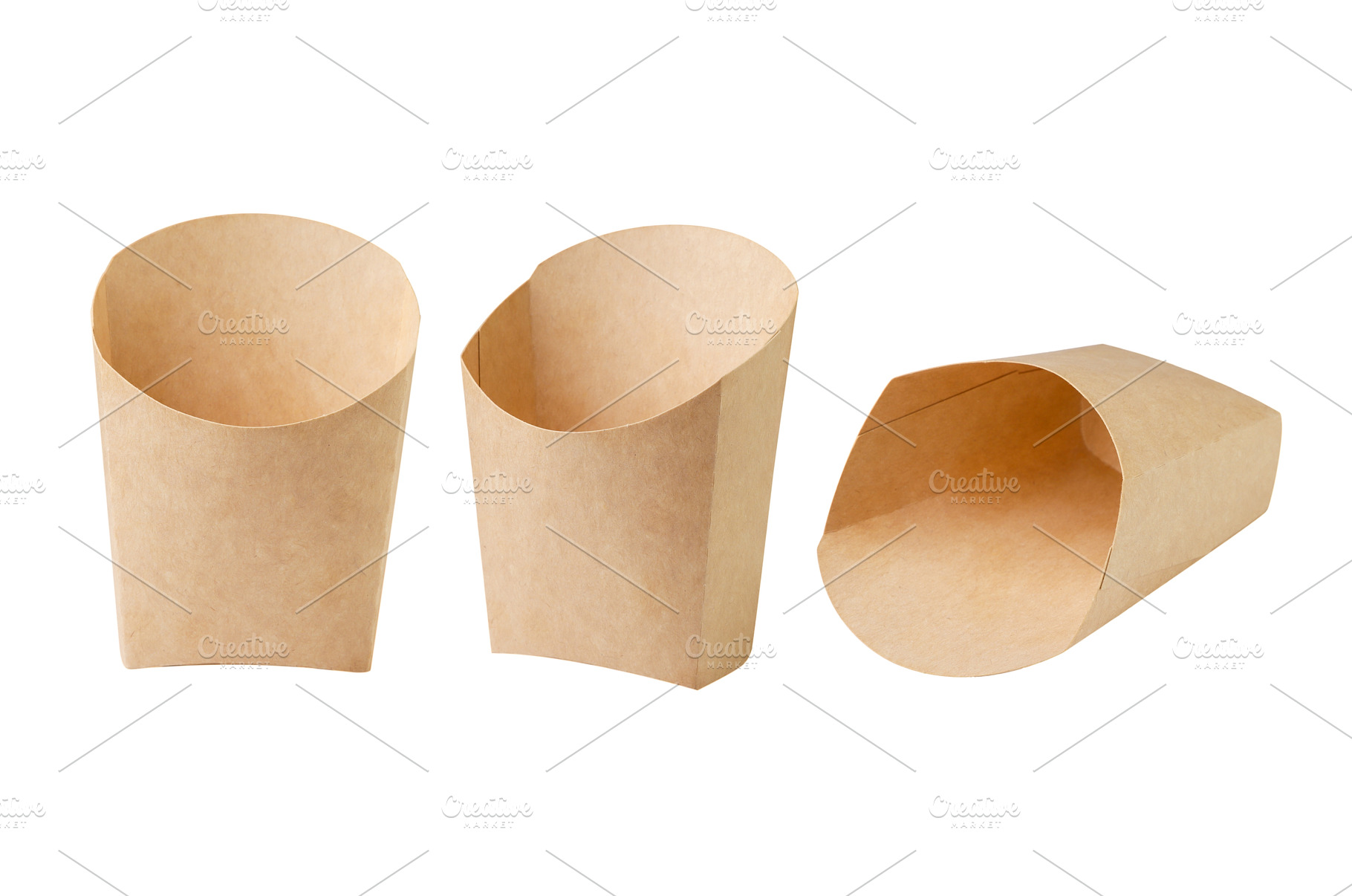Set of french fries packaging close, a Food & Drink Photo by innakreativ