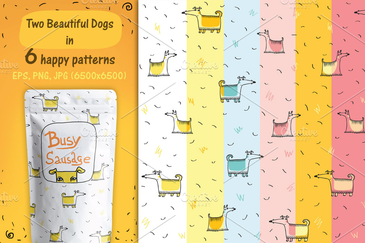 BusySausage Vol.1 patterns, an Animal Illustration by Zooza Art (Photo 5 of 9)