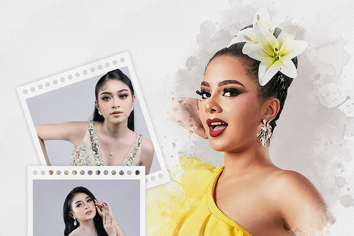 Watercolor Photo Collage Template, an Action Add-On by MRI STUDIO (Photo 3 of 12)