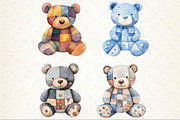 Patchwork Teddy Bear Sublimation Cli, a Seasonal Illustration by Rose Art (Thumbnail 2 of 4)