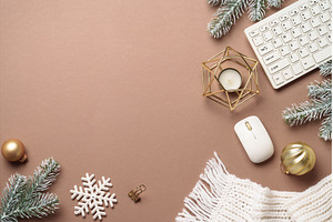 Winter office workspace background., a Holiday Photo by Nadia-nb