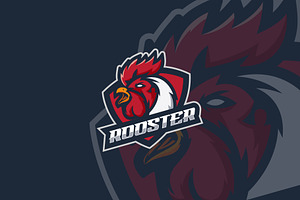 Rooster Mascot E-sport Logo Style.