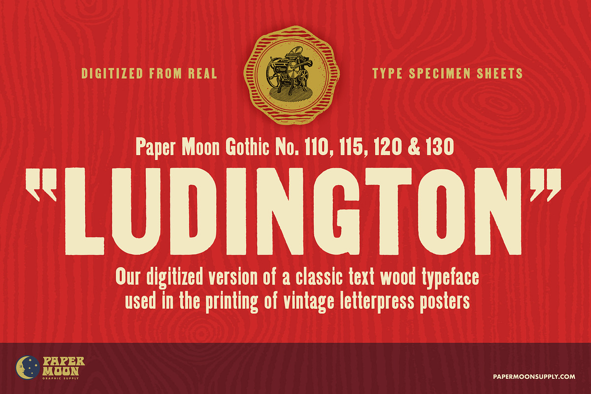 Ludington Vintage Letterpress Font, a Sans Serif Font by Paper Moon Graphic Supply (Photo 1 of 9)