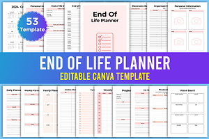 Editable End of Life Planner Canva, a Stationery Template by Designmela01