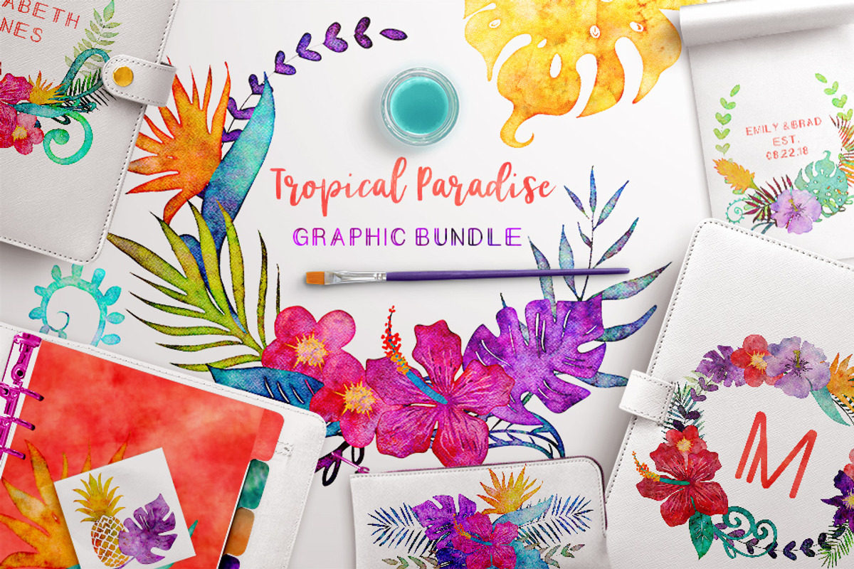 Tropical Watercolor Graphics Bundle, an Illustration by ClipartBrat Graphics (Photo 2 of 5)