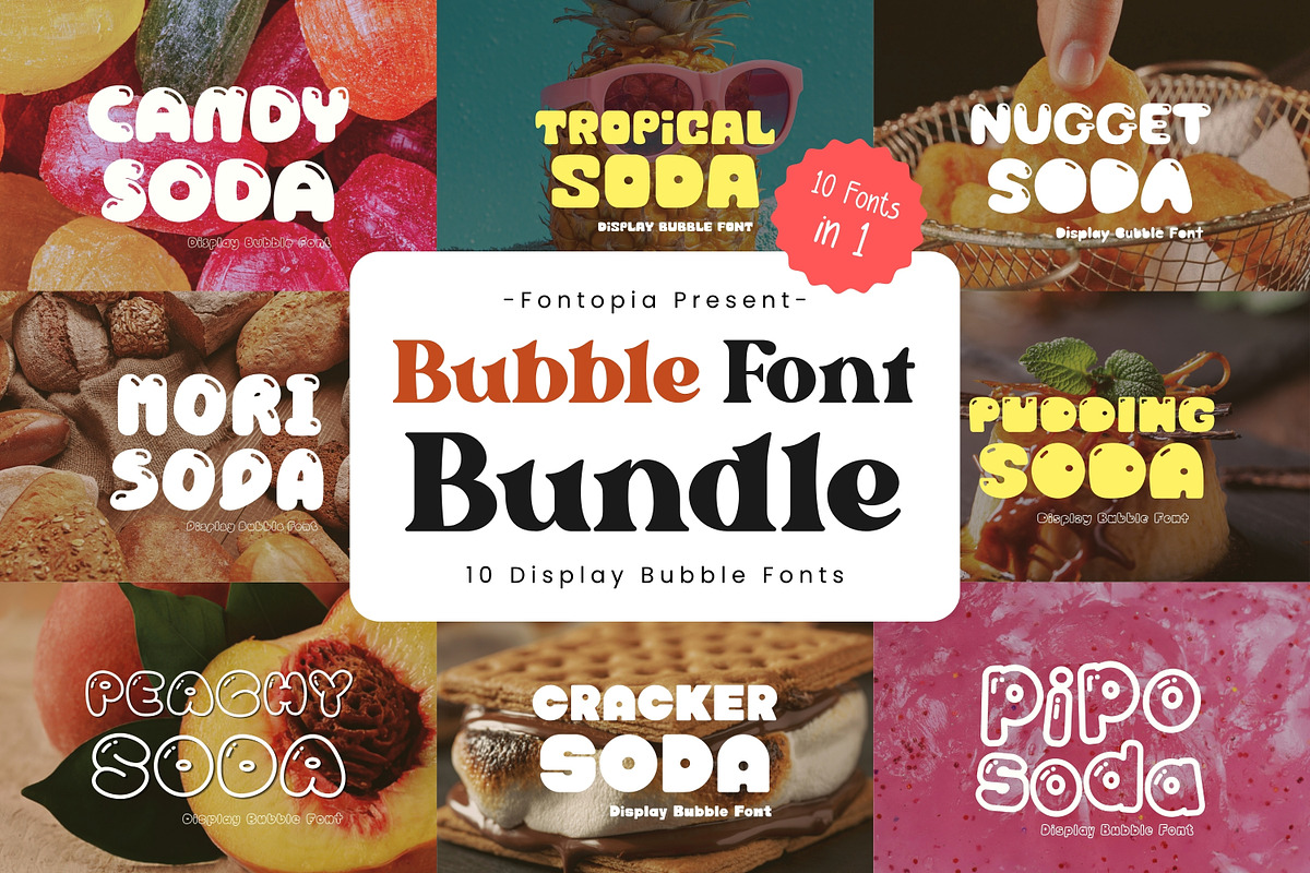 10 Display Bubble Fonts Bundle, a Handwritten Font by ZoloDesignHub (Photo 1 of 6)