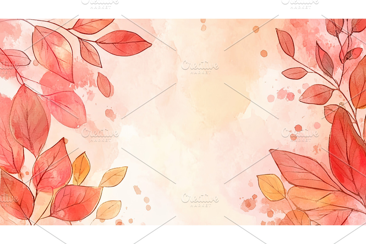 Autumn leaves watercolor background, a Texture Illustration by Lermont51