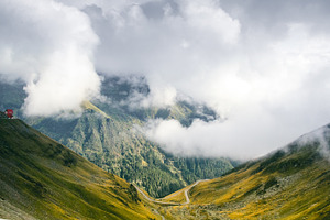 Cloudy mountains top