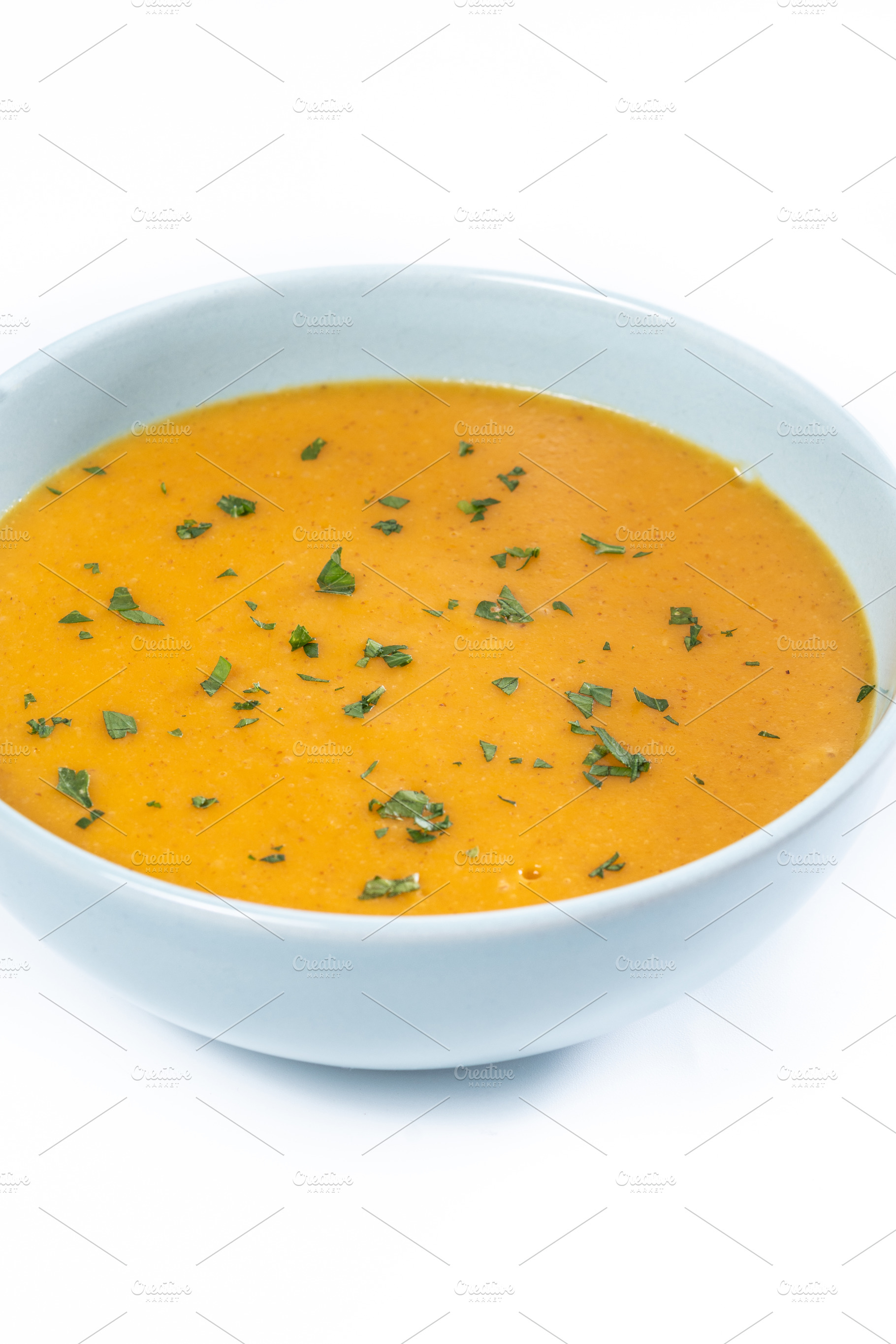 Creamy Carrot Soup in Blue Bowl, a Food & Drink Photo by etorres69