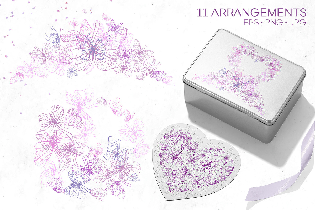 Romantic Line Art Butterflies Vector, an Illustration by NATASHA CHU (Photo 3 of 18)
