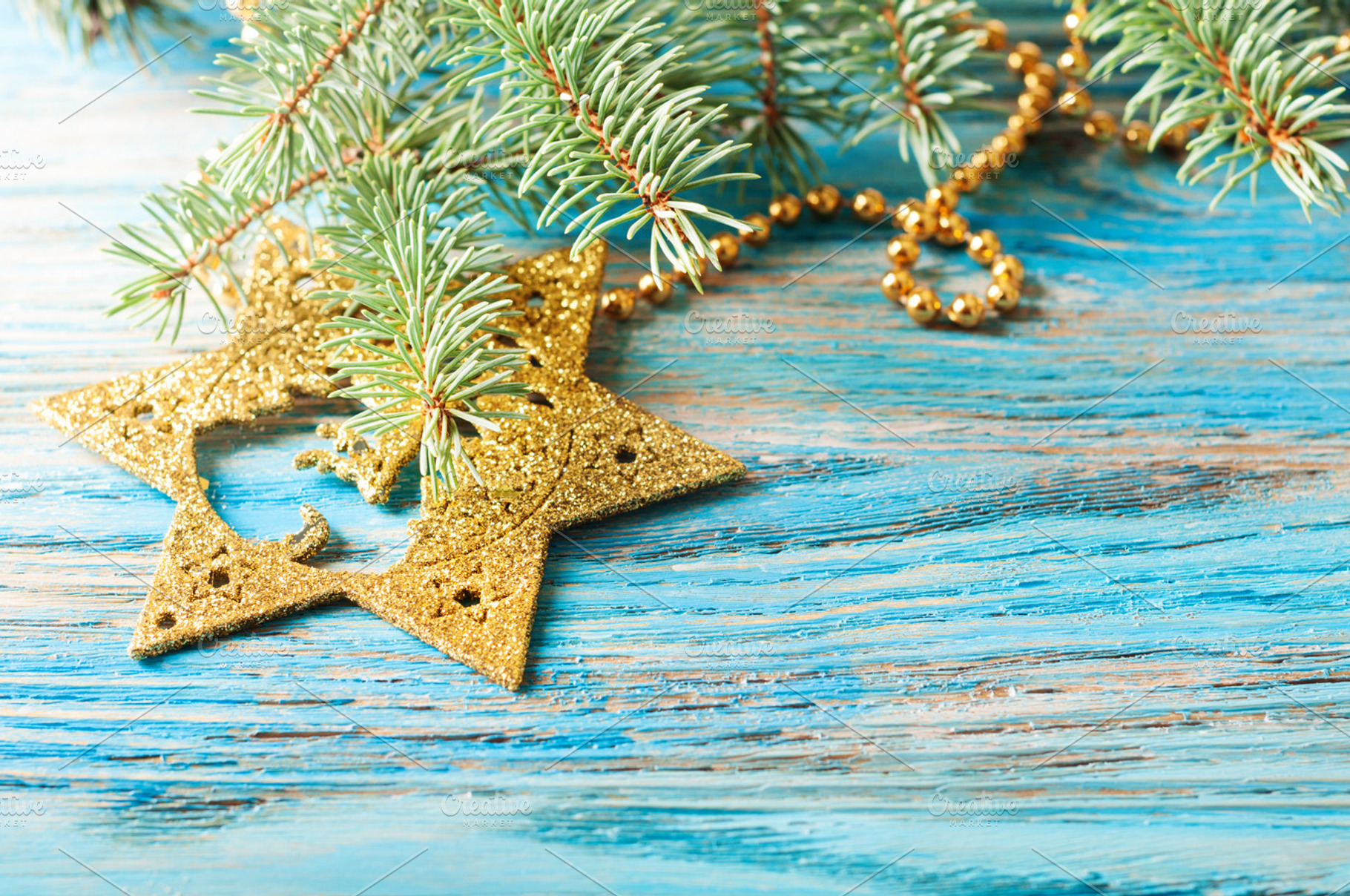 Blue Christmas background with star, a Holiday Photo by Artspace