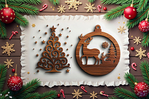 Christmas Laser Cut Ornament Bundle, an Object Graphic by musafir_fashion