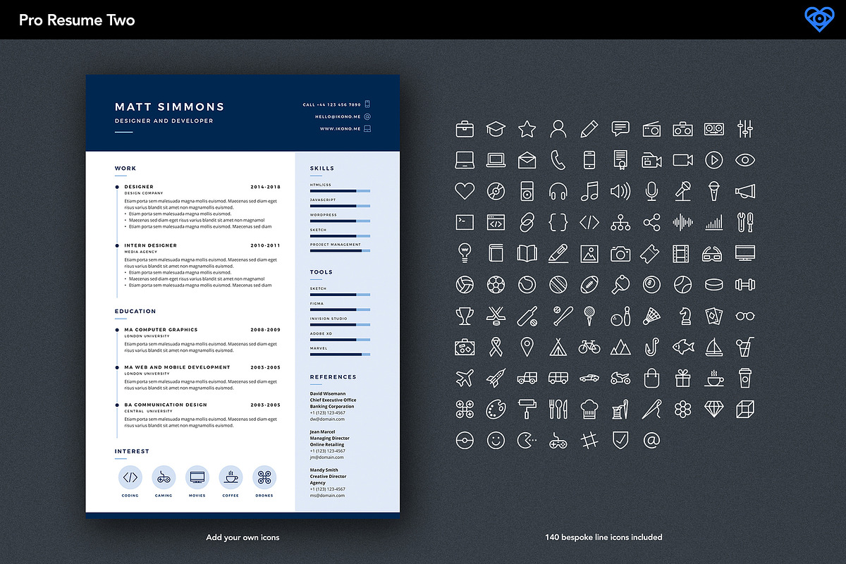 Pro Resume 2, a Resume Template by ikono.me (Photo 5 of 6)