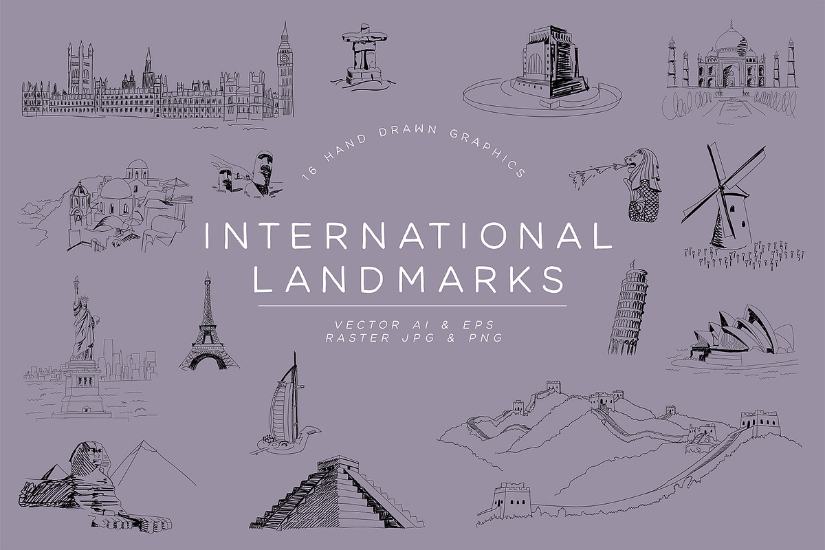 Hand Drawn International Landmarks, an Illustration by East Grove (Photo 1 of 2)