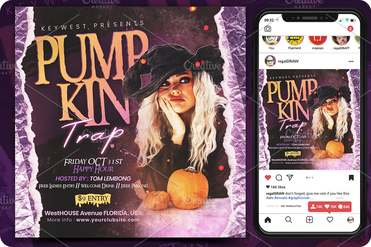 Pumpkin Trap Halloween Flyer, a Flyer Template by regalDRAW (Photo 1 of 3)
