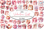 Watercolor Valentine Gift Clipart, an Illustration by DreamCafeArt (Thumbnail 1 of 6)