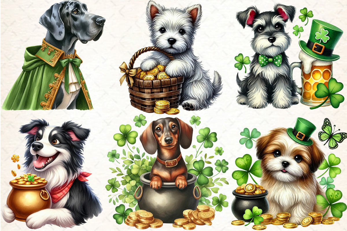 St. Patrick's Day Dog Sublimation Bu, an Illustration by DreamCafeArt (Photo 3 of 3)