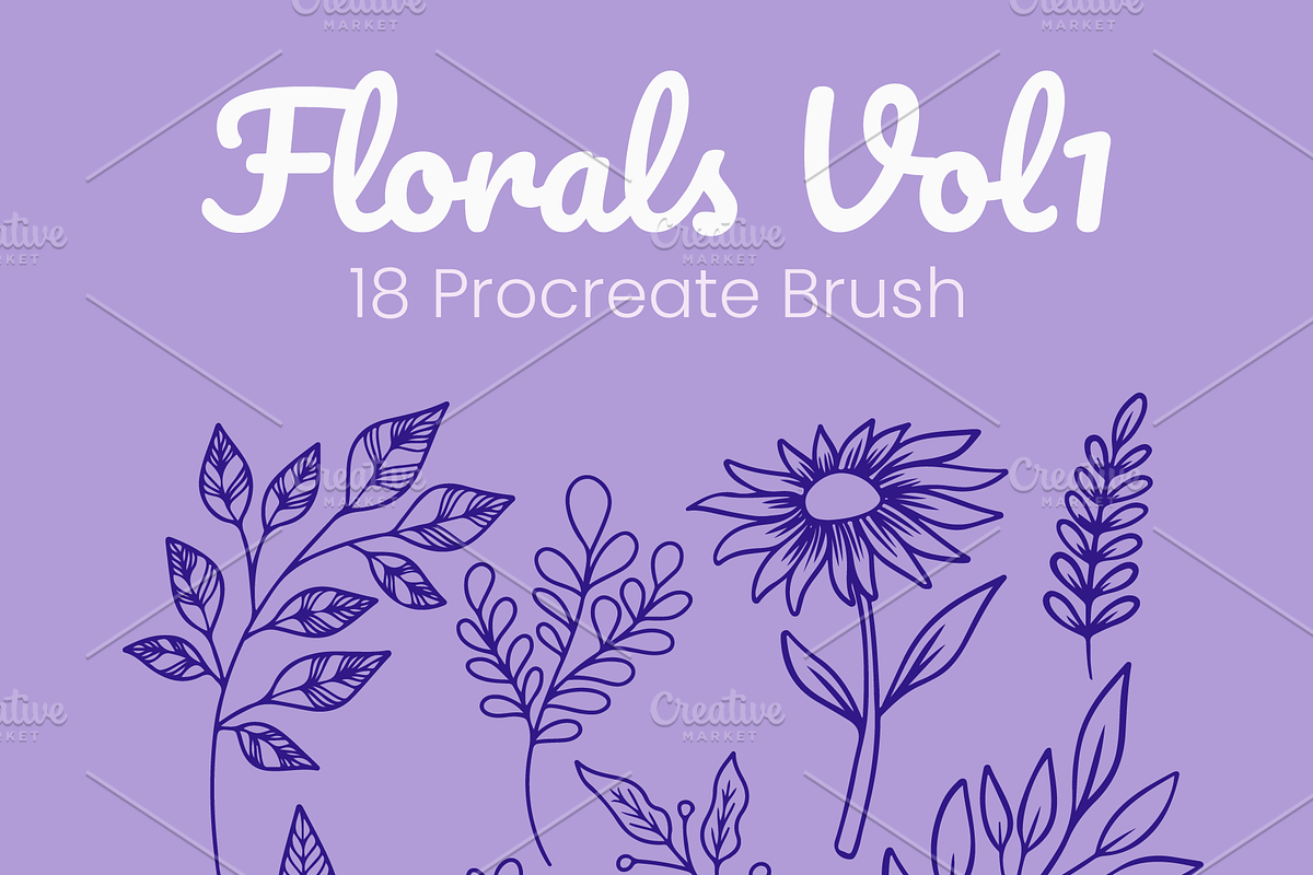 Florals Procreate Stamp Brush Vol1, a Brush Add-On by aditvest (Photo 2 of 2)