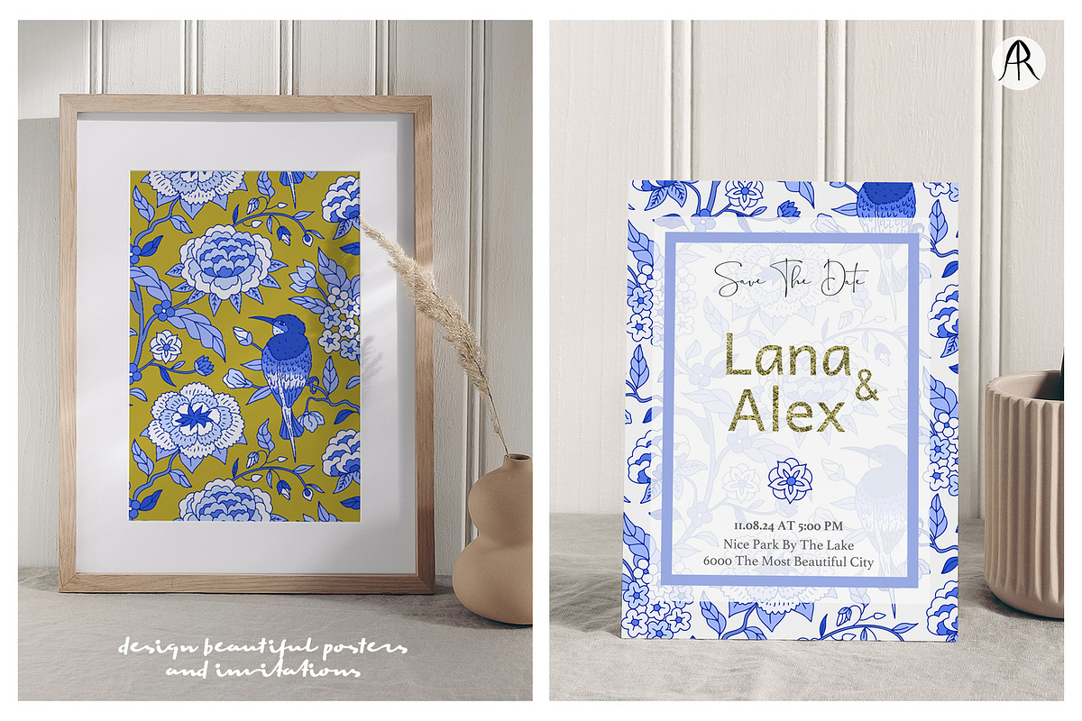 Blue Chinoiserie Patterns & Motifs, a Pattern Graphic by Rose Design (Photo 3 of 12)