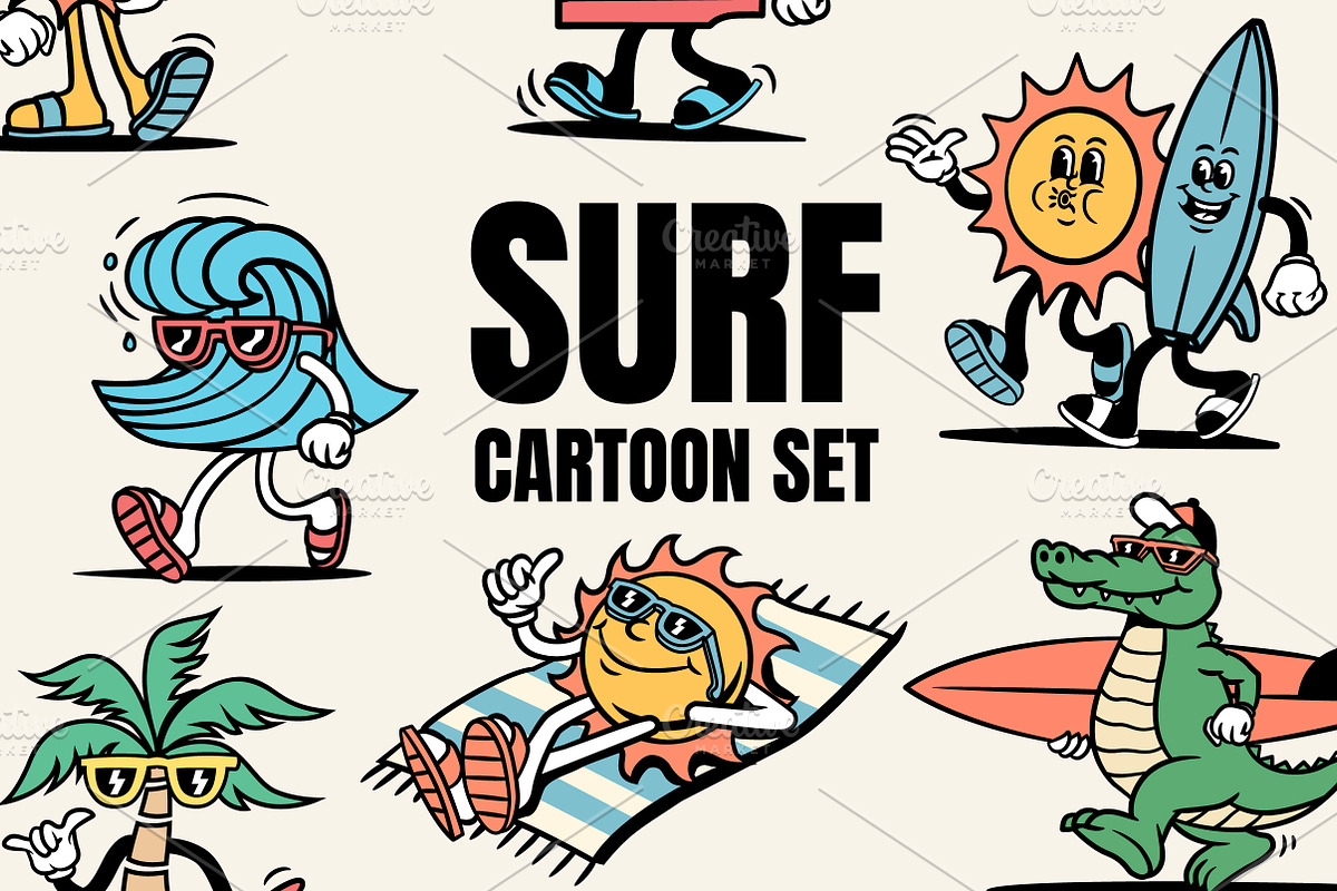 Surf Cartoon Set, a Graphic by cd-design.co (Photo 1 of 7)