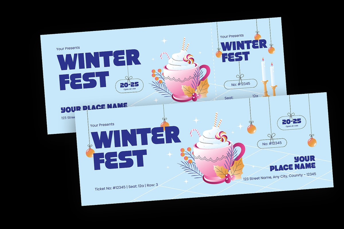 Winter Festival Ticket, a Stationery Template by Neermana (Photo 2 of 4)