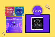 Neon Dance Party Instagram Posts, a Templates & Theme by TemplateCastleStore (Thumbnail 2 of 9)