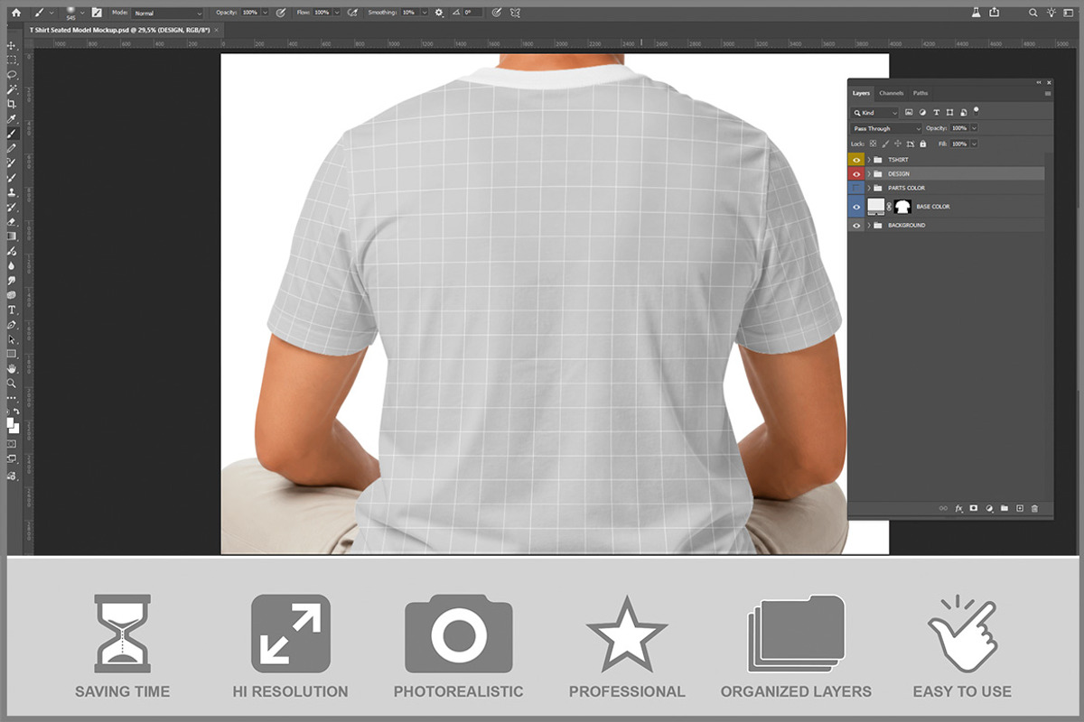 T-shirt Seated Model PSD, a Shirt Mockup by Bruno's Shop (Photo 2 of 3)