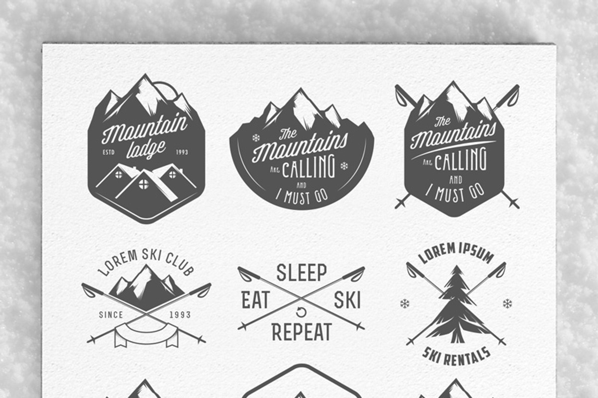 Large winter + ski labels set, an Illustration by 1baranov (Photo 2 of 5)