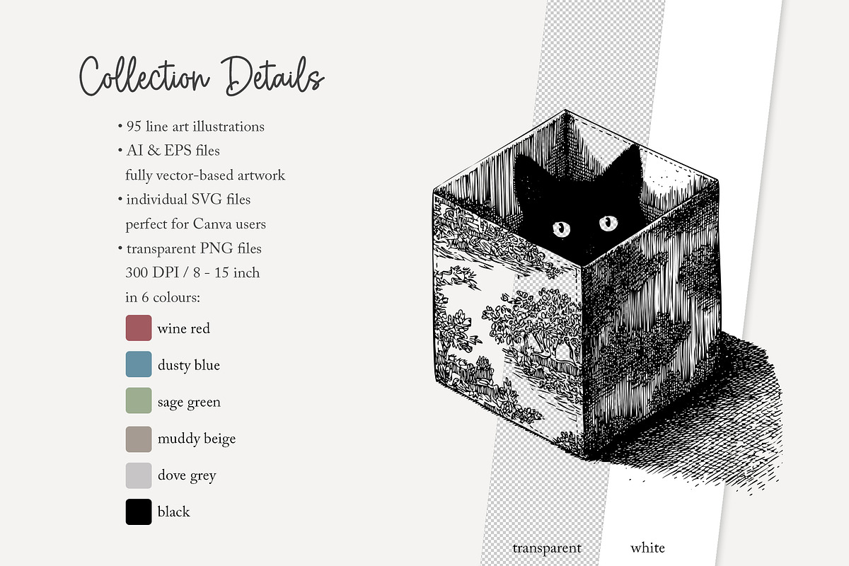 95 line art Cats clip art, an Animal Illustration by Poppy Lane Studio (Photo 10 of 12)