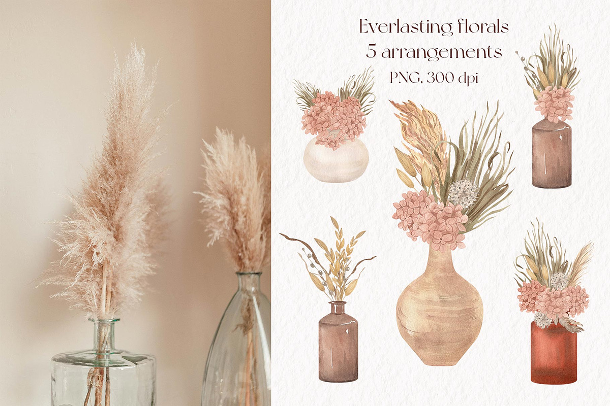 Everlasting Florals Boho Watercolor, an Illustration by Catch the Dream Art (Photo 11 of 12)