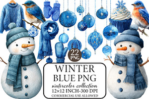 Watercolor Blue Winter PNG, an Illustration by Libby Wishes