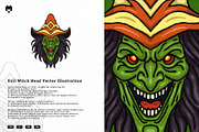 Evil Witch Head Vector illustration, an Illustration by MEANDSTUDIO (Thumbnail 1 of 3)