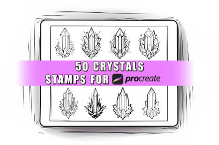 50 Crystal Procreate Stamps Brushes