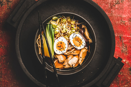 Ramen soup with chicken and shiitake, a Food & Drink Photo by Foxys