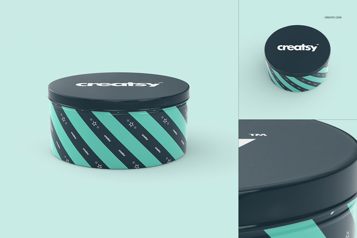 Metal Box Mockup Set, a Packaging Mockup by creatsy2 (Photo 2 of 8)