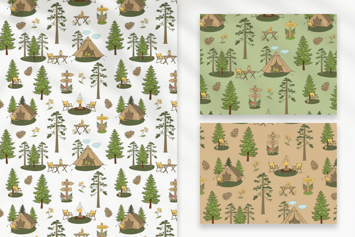 90 Camping Seamless Pattern Set, a Decorative Illustration by Mari_Caliart (Photo 3 of 14)
