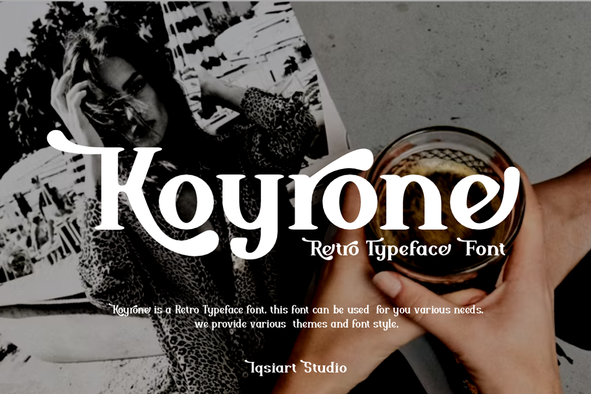 Koyrone - Retro Typeface Font, a Serif Font by Iqsiart Studio (Photo 1 of 7)