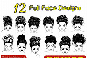Messy Bun Svg Bundle, Woman Face, a Person Illustration by FancyDesignStudio (Thumbnail 2 of 8)