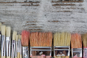 Set of paintbrushes featuring vintage, paint, and paintbrush
