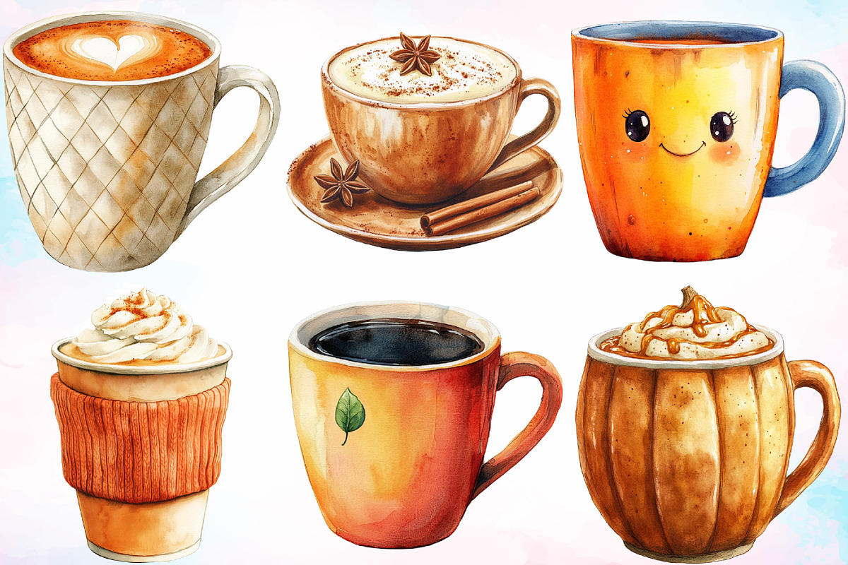 Watercolor Fall Coffee Clipart PNG, a Seasonal Illustration by Canvas Craft