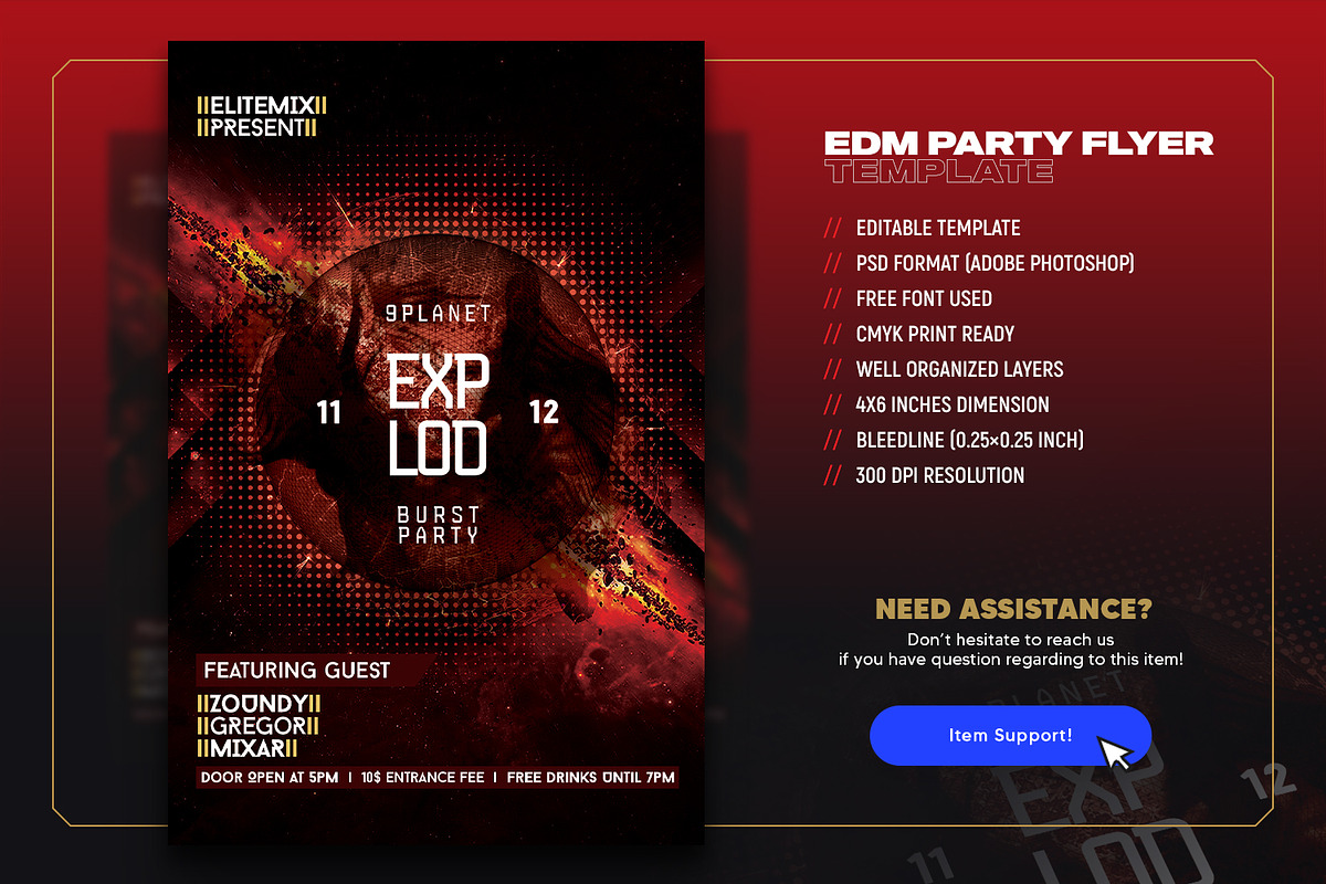Night Club Flyer EDM Party, a Flyer Template by Intenseartisan_Stock